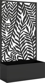 Outsunny Jardinieră cu protecție vizuală jardinieră cu spalier motive cu frunze tropicale 61 x 23 x 113 cm Negru | Aosom Romania