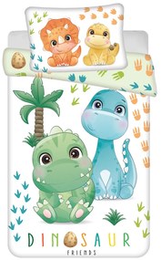 Lenjerie de pat din bumbac pentru patut DINO BABIES alba Dimensiune lenjerie de pat: 40 x 60 cm | 100 x 135 cm