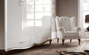 Fotoliu lemn masiv nuc Milan Alb- 99/53 x 90/56 x 98/46 cm