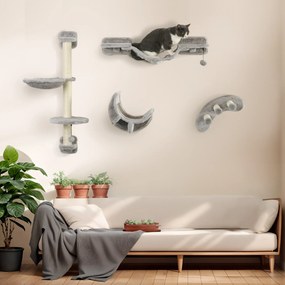 Set Mobilier Perete pentru Pisici, Platforme, Hamac, Scară și Stâlpi de Scrăcătat, Până la 5 kg, Confortabil și Sigur | Aosom Romania