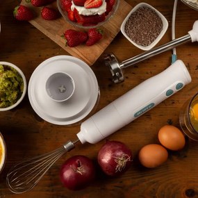 Set mixer, blender, tocator 3 în 1 Ariete BREAKFAST 0601/11, 700W, 500 ml, 2 viteze, Functie anti-stropire, Alb