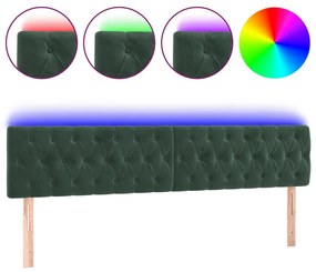 3122011 vidaXL Tăblie de pat cu LED, verde închis, 180x7x78/88 cm, catifea
