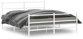 355434 vidaXL Cadru pat metalic cu tăblie de cap/picioare , alb, 150x200 cm