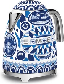 Cana electrica SMEG Dolce & Gabbana KLF03DGBEU, 2400 W, 1,7 l, Baza rotativa la 360°, Finisaj lucios, Albastru mediteranean