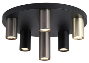 Plafoniera neagra cu 6 spoturi GU10 Tubes