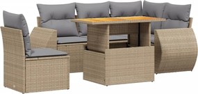 vidaXL Set canapele de grădină cu perne, 6 piese, bej, poliratan