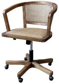 Scaun de birou, din lemn de mesteacan si rattan, natur, cu aspect vintage, Old French
