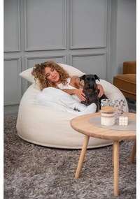 Fotoliu bean bag crem cu tapițerie din țesătură bouclé Om 110 – SLOWDOWN