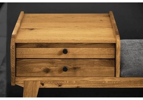 Bancă cu sertare din lemn de stejar cu șezut gri deschis Retro - The Beds