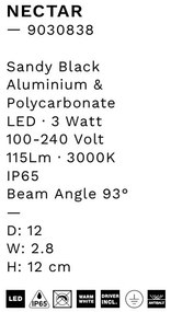 Aplica de perete LED iluminat ambiental exterior NECTAR negru