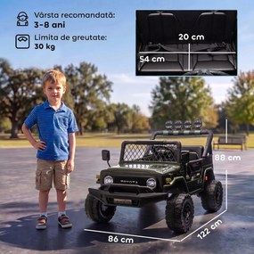 AIYAPLAY Mașină Electrică pentru Copii, Off-Road 24V cu 2 Locuri, Verde Închis | Aosom Romania