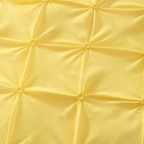 Lenjerie de pat cu pliuri, tesatura tip finet, pat 2 persoane, 6 piese -Galben