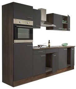 Mobilă de bucătărie Yorki cu corp din stejar Yorki, față antracit satinat, dimensiune 270 cm