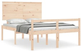 3195456 vidaXL Cadru de pat senior cu tăblie dublu, lemn masiv
