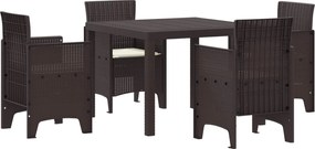 vidaXL Set de masă pentru grădină 5 pcs Maro Polipropilenă