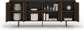 Comodă patru uși Zenar 200 cm - nuc elegant / negru