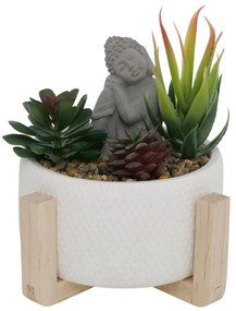 Planta artificiala in ghiveci alb Buddha Namana 16/16 cm