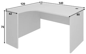 Birou de coltar SimpleOffice 140 x 120 cm, stanga, nuc / gri