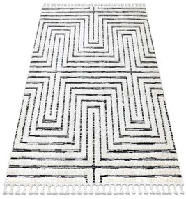 Covor SEVILLA Z788B labirint, greacă alb / antracit Franjuri Berber shaggy