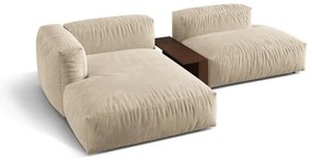 Colțar modular bej cu tapițerie din catifea (cu colț pe partea stângă/cu șezlong) Martina – Micadoni