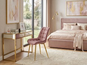 OFERTA Scaun de catifea roz inchis BERA cu picioare aurii II. calitate