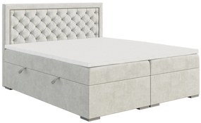 Pat matrimonial Boxspring 180 cm Bohem (ivory) (cu saltea și sp. depozitare). 1043356