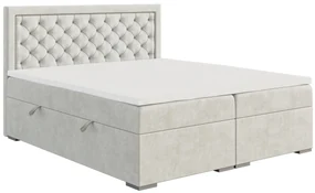 Pat matrimonial Boxspring 180 cm Bohem (ivory) (cu saltea și sp. depozitare). 1043356
