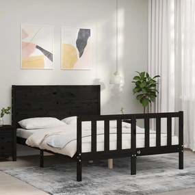 3192750 vidaXL Cadru de pat cu tăblie, negru, 120x200 cm, lemn masiv