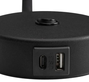 Lampă de perete cu port USB LAGOS 1xG9/3W/5V negru/auriu