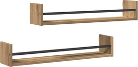 vidaXL Raft de perete Pe perete 2 pcs Stejar Artizanal 80 x 16 x 14 cm