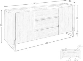 Comoda deosebita design LUX Walnut-Marble