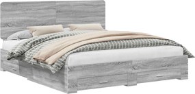 vidaXL Cadru de pat cu headboard Gri Sonoma 200 x 200 cm Lemn compozit
