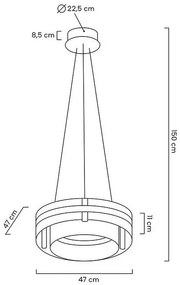 Lustra LED suspendata design deosebit Half 47D auriu