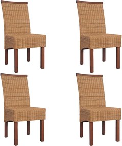 vidaXL Scaune de bucătărie, 4 buc., maro, ratan natural