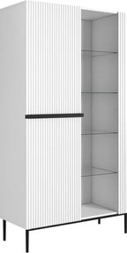 Vitrină Nicole - Mat alb / picioare negre