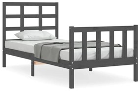 3192093 vidaXL Cadru de pat cu tăblie, gri, 100x200 cm, lemn masiv