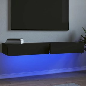 Dulapuri TV cu lumini LED, 2 buc., negru, 60x35x15,5 cm