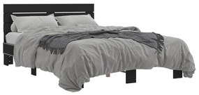 3280167 vidaXL Cadru de pat, negru, 140x190 cm, lemn prelucrat și metal