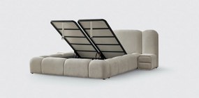 Boxspring ~MERIVO~ cu ladǎ de depozitare, structurǎ metalicǎ și saltea premium cu topper integrat Anthology ivory 160x200 cm