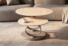 Masuta de cafea moderna cu doua blaturi rotative din ceramica DANCING RINGS 80-135cm