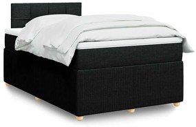 vidaXL Pat box spring cu saltea, negru, 120x190 cm, catifea