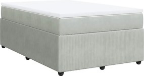 vidaXL Pat box spring cu saltea, gri deschis, 120x190 cm, catifea