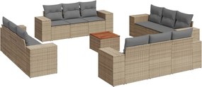 vidaXL Set canapele de grădină, 13 piese, cu perne, bej, poliratan