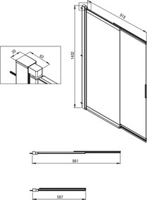 PRIZMA – Paravan de baie 100x140 cm KTJ_F73R Finisaj: oțel periat