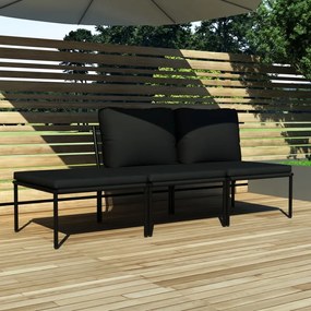48593 vidaXL Set mobilier de grădină cu perne, 3 piese, negru, PVC