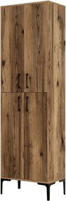 Dulap baie Berlin A, nuc, PAL melaminat/metal, cu 4 usi, 60x35x200 cm