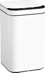 HOMCOM Coș de Gunoi de 13L cu Senzor și Spațiu pentru Deodorante, Coș din Oțel Galvanizat și PP, 24x24x41 cm, Alb și Negru | Aosom Romania