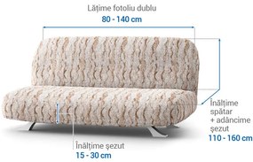 Huse bielastice OCEANO NOU bej 2fotoliu cu manere de lemn (l. 80 -140 cm)