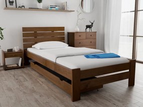 Pat inalt Paris, stejar 80x200 cm Saltele: Cu saltele Coco Maxi 23 cm, Lamele de pat: Cu lamele drepte