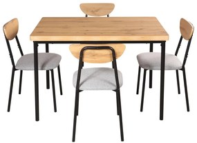 Set mobilier sufragerie Mimetizarse (stejar deschis + gri) (pentru 4 persoane). 1116413
